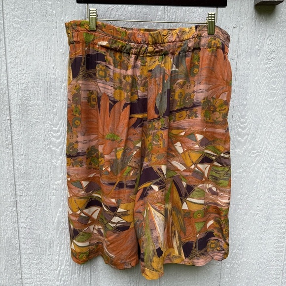 Vintage 80s Karen Kane Ultra High Waist Floral Pleated Gaucho Short Pants 6 - Picture 4 of 8